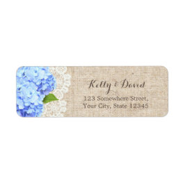 Etiqueta Casamento Rustic Blue Hydrangea Lace & Burlap