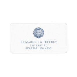 Etiqueta Casamento Rustic Blue Seashells Marine Ocean Beach