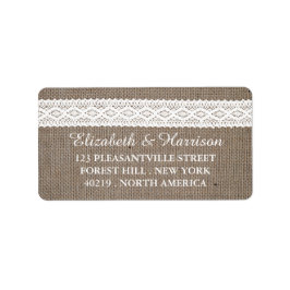Etiqueta Casamento Rustic Burlap & Vintage White Lace