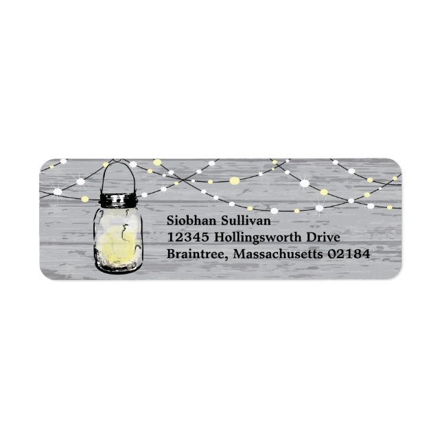 Etiqueta Casamento Rustic Wood Hanging Mason Jars and Light (Frente)