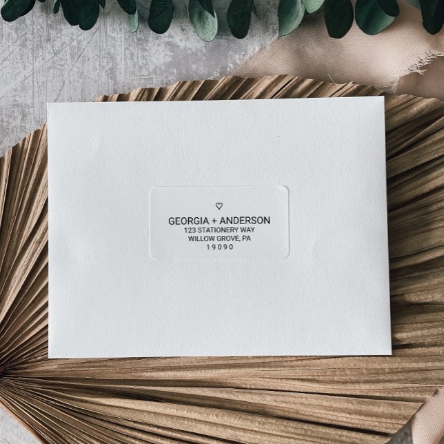 Etiqueta Casamento Simples de Coração Preto (Criador carregado)