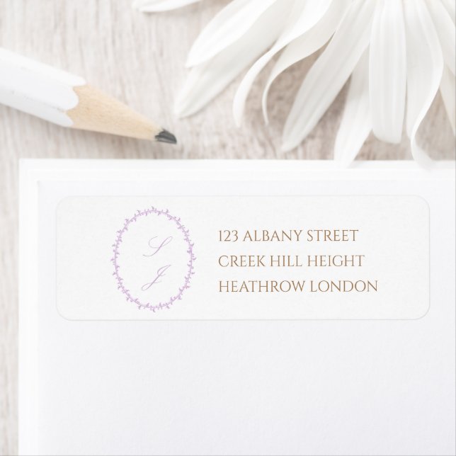 Etiqueta Casamento Simples de Lavanda Monograma (Insitu)