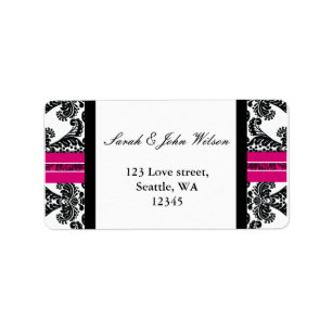 Etiqueta Casamento tema damasco preto e cor-de-rosa