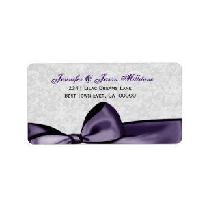 Etiqueta Casamento tema damasco roxo romântico da prata do