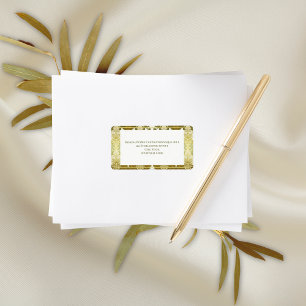 Etiqueta Casamento tema damasco Verde Dourado Retroativo