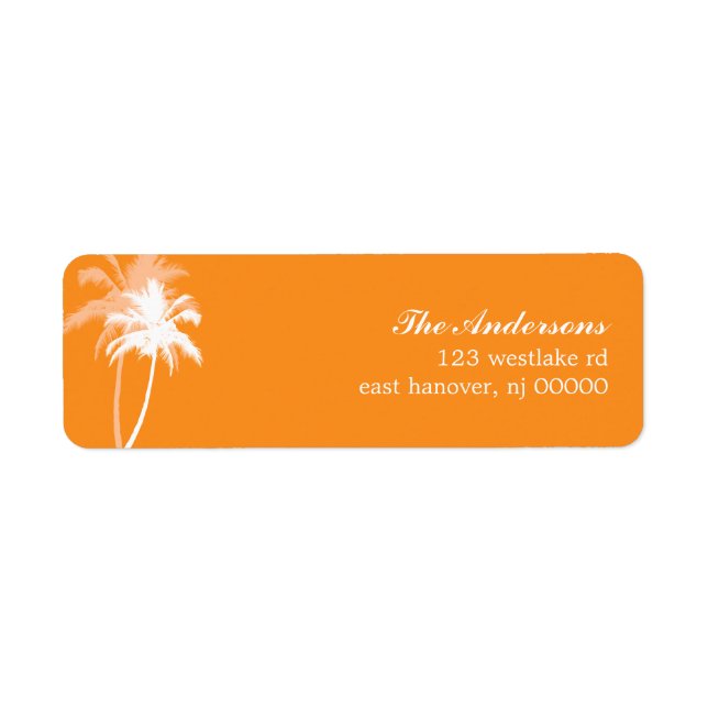 Etiqueta Casamento Tropical Beach de Palm Trees (Frente)