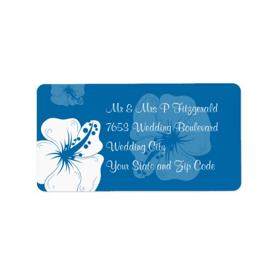 Etiqueta Casamento tropical do hibiscus do azul Cerulean e
