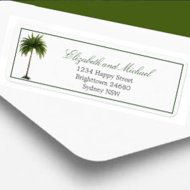 Etiqueta Casamento Verde-Chic Moderno Elegante Palm Tree