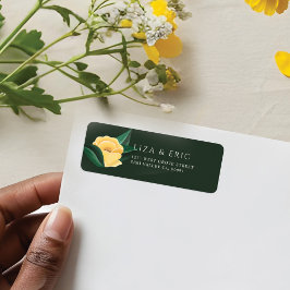 Etiqueta Casamento Verde Elegante de Árvore Floral de Lemon