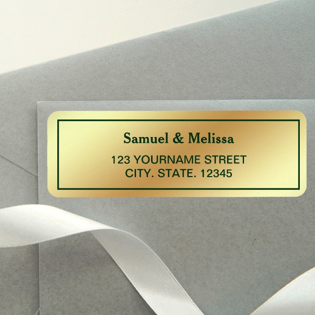 Etiqueta Casamento Verde Faux Gold Foil (Criador carregado)