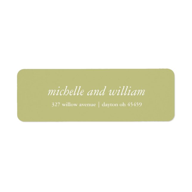 Etiqueta Casamento verde-oliva mínimo personalizado (Frente)