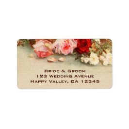 Etiqueta Casamento Vintage, Arte Floral de Flores de Rosa A