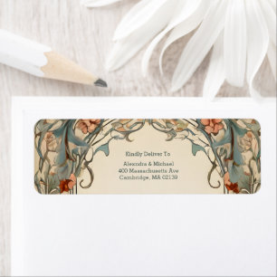 Etiqueta Casamento Vintage Floral Art Nouveau