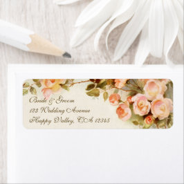 Etiqueta Casamento Vintage, Flores de Rosa Pink Antiga Flor