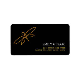 Etiqueta Casamento Vintage Gold Foil Dragonfly