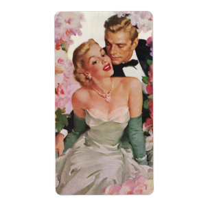 Etiqueta Casamento vintage, Newlyweds retros dos noivos