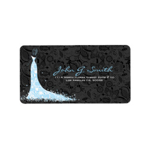 Etiqueta Casamento vintage preto e azul traço floral