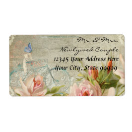 Etiqueta Casamentos Hipster Bicicleta Rosas Madeira Rústica