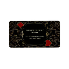 Etiqueta Casino Gold Black Gatsby 1920s Gambling Wedding
