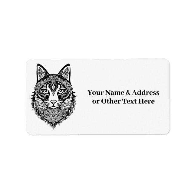 Etiqueta Cat Ornamental de Texto Personalizado (Frente)