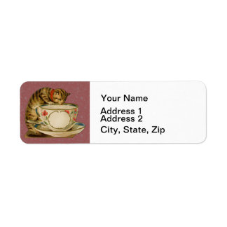 Etiqueta Cat Teacup Cute Vintage Victorian