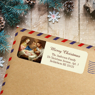 Etiqueta Católica Cristã Feliz Natal Santa Família