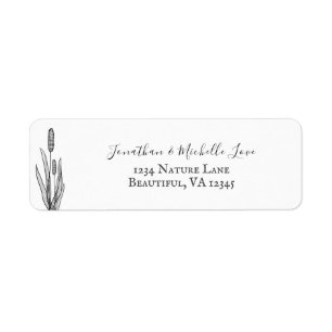 Etiqueta Cattails Black and White Address
