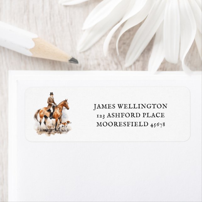 Etiqueta Cavalo de caça britânico equestre Elegante (Insitu)