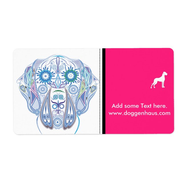 Etiqueta Caveira de Great Dane Açucarada (Frente)