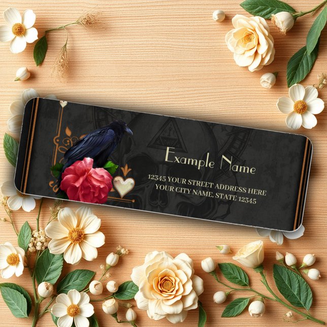 Etiqueta Caveira Gótica e Raven. (Criador carregado)