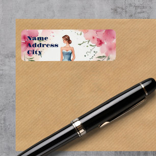 Etiqueta Celebração de Quinze Anos em Aquarela