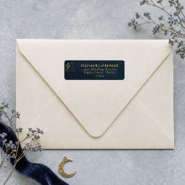 Etiqueta Celestial Gothic Midnight Azul Dourado Endereço de