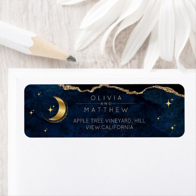 Etiqueta Celestial Wedding Blue and Gold Photo Wedding  (Insitu)