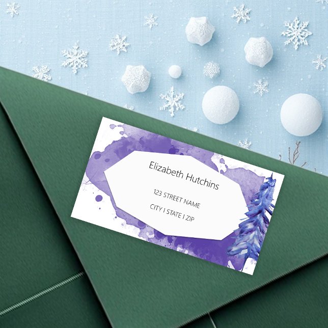 Etiqueta Cena De Inverno De Aquarela Em Toneladas Profundas (Criador carregado)