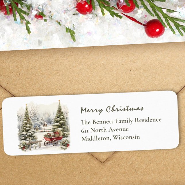 Etiqueta Cena de inverno Pinho Verde Regresso de Natal (Criador carregado)