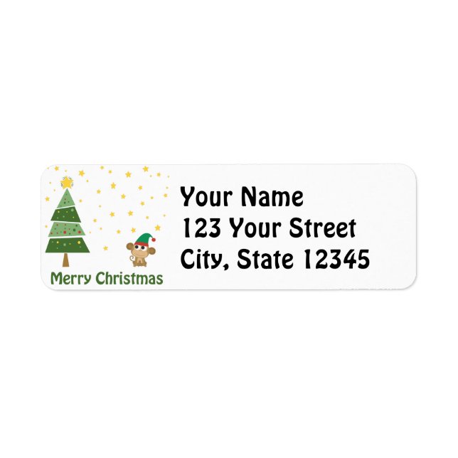 Etiqueta Cena de Natal do Macaco Elf (Frente)