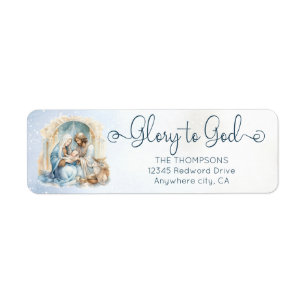 Etiqueta Cena de Natividade de Aquarela Glória a Deus Natal