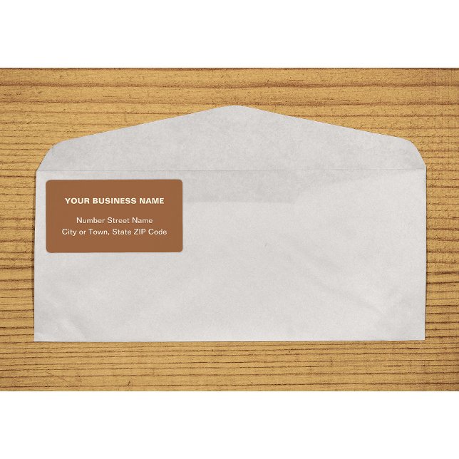 Etiqueta Centralizar Textos Simples Alinhados Entrega Marro (Center aligned plain text business brown shipping label on envelope)