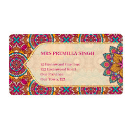 Etiqueta Cerise mandala rangoli étnico vibrante