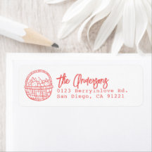 Cesta de Morango Desenhada à Mão com Endereço de D