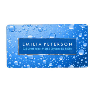 Etiqueta Céu Metálico Chuva Azul Cai Acentos Prateados