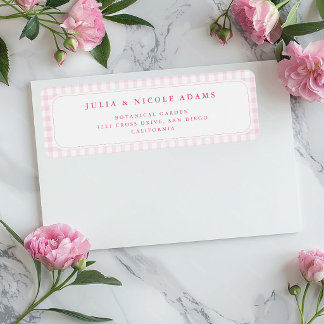 Etiqueta Chá de Bebê do Ursinho de Gingham Rosa Pequeno Cor