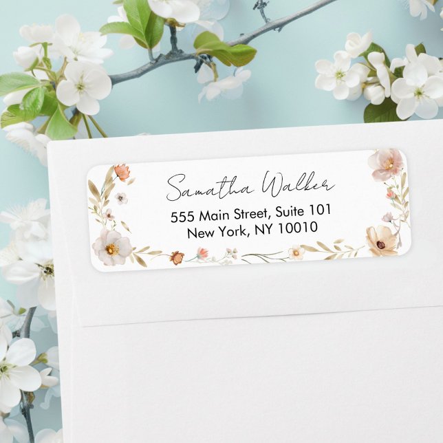 Etiqueta Chá de Bebê Flor Boho (Boho Flower Baby Shower Custom Adress Label)