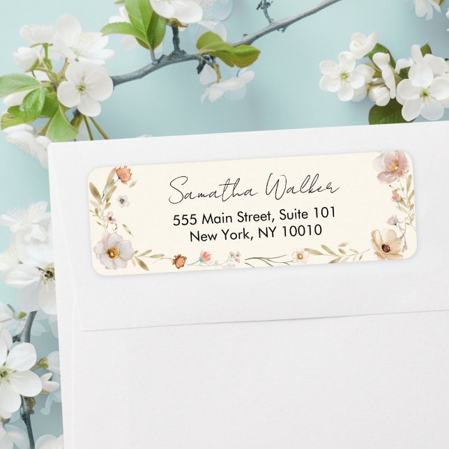 Etiqueta Chá de Bebê Flor Boho (Boho Flower Baby Shower Custom Adress Label)