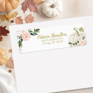 Etiqueta Chá de Bebê Outono Abóbora Floral Rosa Branco Ador