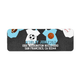 Etiqueta Chá de fraldas Blue Boy do tema desportivo do quad