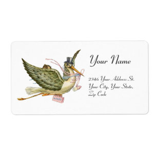 Etiqueta CHÁ DE FRALDAS da MENINA da CEGONHA, branco