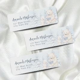 Etiqueta Chá de fraldas de Aquarela do Urso Polar de invern