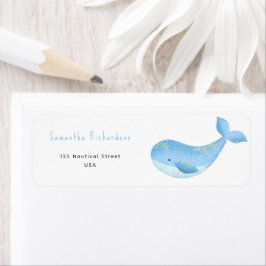 Etiqueta Chá de fraldas de baleia aquarela