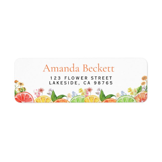 Etiqueta Chá de fraldas de Citros de Aquarela (Frente)